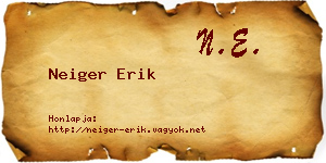 Neiger Erik névjegykártya